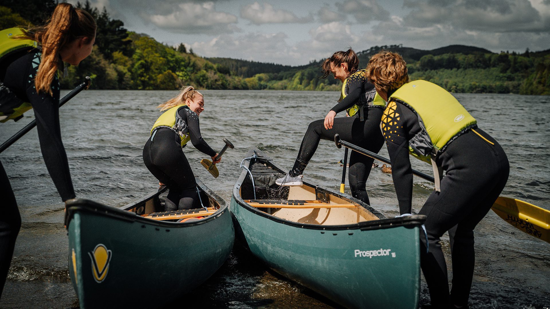 Life Kayak Promo Young teenagers drinking tea and eating traybake with their mother at Meelmore Lodge, Trassey Valley in the Mourne Mountains